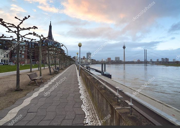 Rheinuferpromenade Rheinuferpromenade German City Dusseldorf Promenade River Rhine ... photo