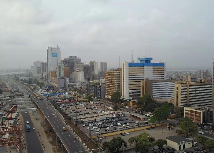 Lagos Marina Lagos, Nigeria, Marina quarter from abov... | Stock Video | Pond5 photo