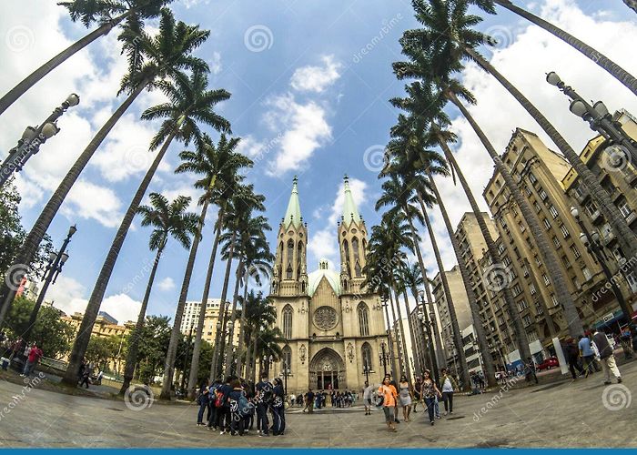 Cathedral Square Se Square and Metropolitan Cathedral in Downtown Sao Paulo ... photo