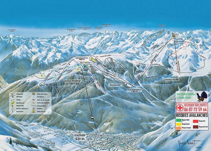 Luchon-Superbagnères Ski School Luchon Superbagnères Piste Map | Plan of ski slopes and lifts ... photo
