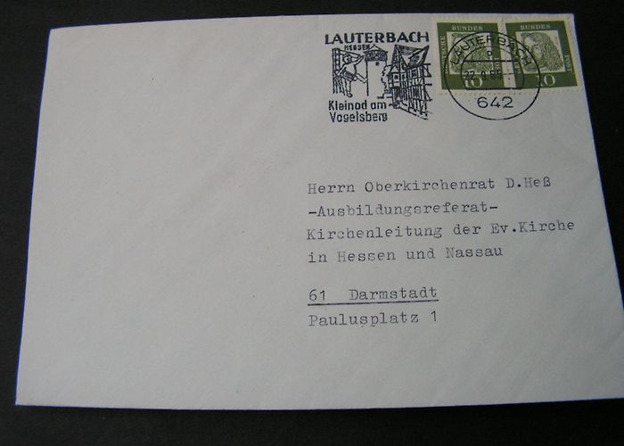 Lauterbach e.V. Covers & Documents - BRD Stempel Lauterbach PLZ 642 1965 auf Brief photo