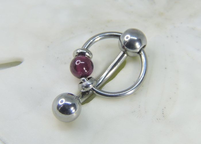 Barra Americana Venus Barra de piercing de capuz vertical 14G 12G 10G GARNET Doorknocker ... photo